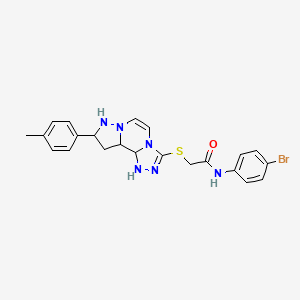 molecular formula C22H23BrN6OS B15133274 N-(4-bromophenyl)-2-{[11-(4-methylphenyl)-3,4,6,9,10-pentaazatricyclo[7.3.0.0^{2,6}]dodeca-1(12),2,4,7,10-pentaen-5-yl]sulfanyl}acetamide 