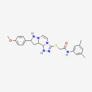 molecular formula C24H28N6O2S B15133278 N-(3,5-dimethylphenyl)-2-{[11-(4-methoxyphenyl)-3,4,6,9,10-pentaazatricyclo[7.3.0.0^{2,6}]dodeca-1(12),2,4,7,10-pentaen-5-yl]sulfanyl}acetamide 