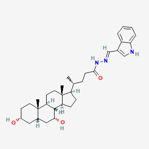 4-{5,9-dihydroxy-2,15-dimethyltetracyclo[8.7.0.0^{2,7}.0^{11,15}]heptadecan-14-yl}-N'-[(1Z)-(1H-indol-3-yl)methylidene]pentanehydrazide