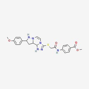 molecular formula C24H26N6O4S B15133294 Methyl 4-(2-{[11-(4-methoxyphenyl)-3,4,6,9,10-pentaazatricyclo[7.3.0.0^{2,6}]dodeca-1(12),2,4,7,10-pentaen-5-yl]sulfanyl}acetamido)benzoate 