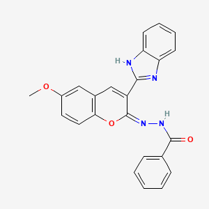 (E)-N'-(3-(1H-benzo[d]imidazol-2-yl)-6-methoxy-2H-chromen-2-ylidene)benzohydrazide