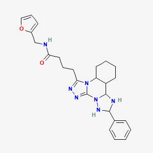 N-(furan-2-ylmethyl)-4-(9-phenyl-2,4,5,7,8,10-hexazatetracyclo[10.4.0.02,6.07,11]hexadeca-3,5-dien-3-yl)butanamide