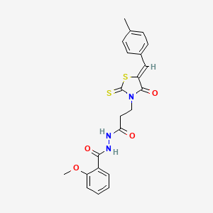 molecular formula C22H21N3O4S2 B15133316 (Z)-2-methoxy-N'-(3-(5-(4-methylbenzylidene)-4-oxo-2-thioxothiazolidin-3-yl)propanoyl)benzohydrazide CAS No. 5551-71-3