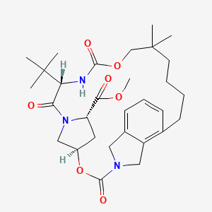 Methyl (1R,21S,24S)-21-tert-butyl-16,16-dimethyl-3,19,22-trioxo-2,18-dioxa-4,20,23-triazatetracyclo[21.2.1.1(4,7).0(6,11)]heptacosa-6,8,10-triene-24-carboxylate