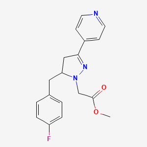 Methyl 2-(5-(4-fluorobenzyl)-3-(pyridin-4-yl)-4,5-dihydro-1H-pyrazol-1-yl)acetate