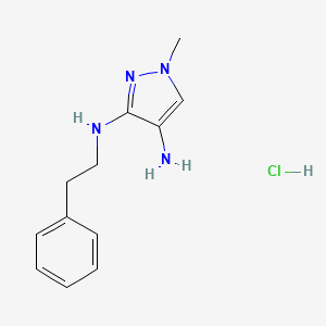 molecular formula C12H17ClN4 B15133421 1-methyl-N~3~-(2-phenylethyl)-1H-pyrazole-3,4-diamine CAS No. 1431962-96-7