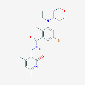 molecular formula C23H30BrN3O3 B15133521 5-bromo-N-[(4,6-dimethyl-2-oxo-3H-pyridin-3-yl)methyl]-3-[ethyl(oxan-4-yl)amino]-2-methylbenzamide 