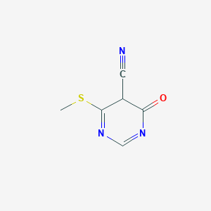 molecular formula C6H5N3OS B15133525 5-Pyrimidinecarbonitrile, 1,4-dihydro-6-(methylthio)-4-oxo- 