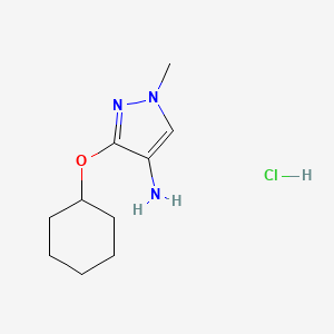 molecular formula C10H18ClN3O B15133568 3-Cyclohexyloxy-1-methylpyrazol-4-amine;hydrochloride CAS No. 1431964-08-7