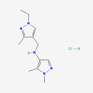 N-[(1-ethyl-3-methylpyrazol-4-yl)methyl]-1,5-dimethylpyrazol-4-amine;hydrochloride