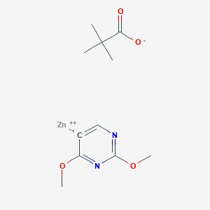 molecular formula C11H16N2O4Zn B15133618 zinc;2,4-dimethoxy-5H-pyrimidin-5-ide;2,2-dimethylpropanoate 