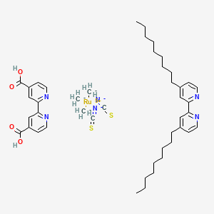 molecular formula C45H61N6O4RuS2 B15133678 cis-bis(isothiocycanato)-(2,2'-bipyridyl-4,4'-dicarboxylic acid)-(2,2'-bipyridyl-4,4'-dinonyl) rutheniuM(II) 