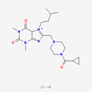 8-[[4-(cyclopropanecarbonyl)piperazin-1-yl]methyl]-1,3-dimethyl-7-(3-methylbutyl)-5H-purin-7-ium-2,6-dione;hydrochloride