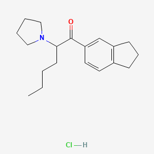 molecular formula C19H28ClNO B15133853 1-(2,3-dihydro-1H-inden-5-yl)-2-(pyrrolidin-1-yl)hexan-1-one,monohydrochloride 