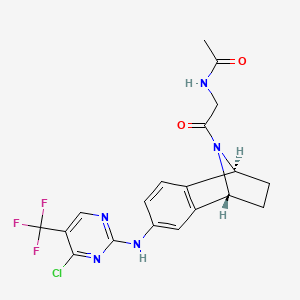 molecular formula C19H17ClF3N5O2 B1513389 N-(2-((1S,4R)-6-((4-chloro-5-(trifluoromethyl)pyrimidin-2-yl)amino)-1,2,3,4-tetrahydro-1,4-epiminonaphthalen-9-yl)-2-oxoethyl)acetamide 