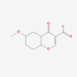 molecular formula C11H14O4 B15133912 6-Methoxy-4-oxo-4a,5,6,7,8,8a-hexahydrochromene-3-carbaldehyde 