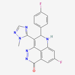 molecular formula C19H12F2N6O B15133948 7-Fluoro-11-(4-fluorophenyl)-12-(2-methyl-1,2,4-triazol-3-yl)-2,3,10-triazatricyclo[7.3.1.05,13]trideca-1(12),2,5(13),6,8-pentaen-4-one 