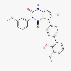 6-chloro-5-[4-(2-hydroxy-3-methoxyphenyl)phenyl]-3-(3-methoxyphenyl)-4a,7a-dihydro-1H-pyrrolo[3,2-d]pyrimidine-2,4-dione