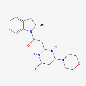 molecular formula C19H26N4O3 B15134030 2-[2-[(2S)-2-methyl-2,3-dihydroindol-1-yl]-2-oxoethyl]-6-morpholin-4-yl-1,3-diazinan-4-one 