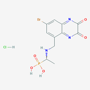 molecular formula C11H12BrClN3O5P B15134050 [(1S)-1-[(7-bromo-2,3-dioxoquinoxalin-5-yl)methylamino]ethyl]phosphonic acid;hydrochloride 