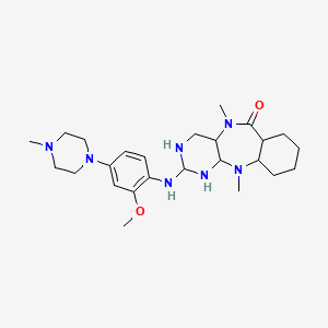 molecular formula C25H41N7O2 B15134136 5-[2-Methoxy-4-(4-methylpiperazin-1-yl)anilino]-2,9-dimethyl-2,4,6,9-tetrazatricyclo[9.4.0.03,8]pentadecan-10-one 