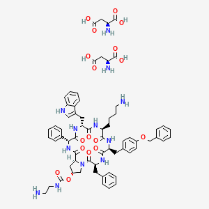 (2S)-2-aminobutanedioic acid;[(3S,6S,9S,12R,15R,18S,20R)-9-(4-aminobutyl)-3-benzyl-12-(1H-indol-3-ylmethyl)-2,5,8,11,14,17-hexaoxo-15-phenyl-6-[(4-phenylmethoxyphenyl)methyl]-1,4,7,10,13,16-hexazabicyclo[16.3.0]henicosan-20-yl] N-(2-aminoethyl)carbamate