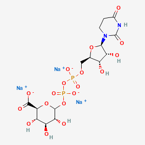 trisodium;(2S,3S,4S,5R)-6-[[[(2R,3S,4R,5R)-5-(2,4-dioxo-1,3-diazinan-1-yl)-3,4-dihydroxyoxolan-2-yl]methoxy-oxidophosphoryl]oxy-oxidophosphoryl]oxy-3,4,5-trihydroxyoxane-2-carboxylate