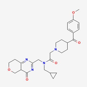 N-(cyclopropylmethyl)-2-[4-(4-methoxybenzoyl)piperidin-1-yl]-N-[(4-oxo-4a,5,7,8-tetrahydropyrano[4,3-d]pyrimidin-2-yl)methyl]acetamide