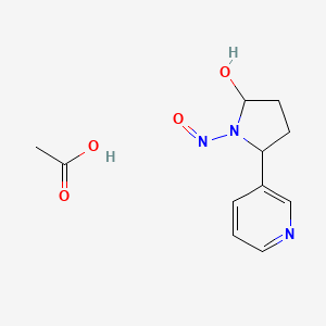 molecular formula C11H15N3O4 B15134253 2-Pyrrolidinol, 1-nitroso-5-(3-pyridinyl)-, acetate 