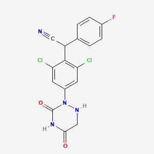 molecular formula C17H11Cl2FN4O2 B15134333 2-[2,6-Dichloro-4-(3,5-dioxo-1,2,4-triazinan-2-yl)phenyl]-2-(4-fluorophenyl)acetonitrile 