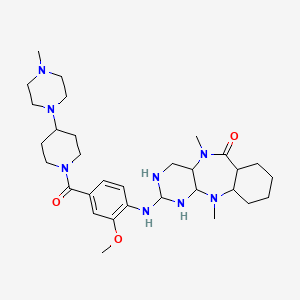 molecular formula C31H50N8O3 B15134363 5-[2-Methoxy-4-[4-(4-methylpiperazin-1-yl)piperidine-1-carbonyl]anilino]-2,9-dimethyl-2,4,6,9-tetrazatricyclo[9.4.0.03,8]pentadecan-10-one 