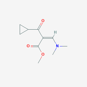 molecular formula C10H15NO3 B15134389 alpha-[(Dimethylamino)methylene]-beta-oxo-cyclopropanepropanoic Acid Methyl Ester;Methyl 2-(Cyclopropylcarbonyl)-3-(dimethylamino)acrylate; Methyl 2-(Cyclopropylcarbonyl)-3-(dimethylamino)prop-2-enoate CAS No. 433736-33-5