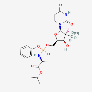 propan-2-yl (2S)-2-[[[(2R,3R,4R,5R)-5-(2,4-dioxo-1,3-diazinan-1-yl)-4-fluoro-3-hydroxy-4-(trideuterio(113C)methyl)oxolan-2-yl]methoxy-phenoxyphosphoryl]amino]propanoate