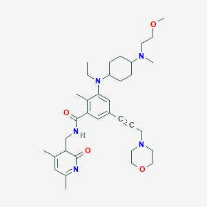 molecular formula C35H51N5O4 B15134492 N-[(4,6-dimethyl-2-oxo-3H-pyridin-3-yl)methyl]-3-[ethyl-[4-[2-methoxyethyl(methyl)amino]cyclohexyl]amino]-2-methyl-5-(3-morpholin-4-ylprop-1-ynyl)benzamide 