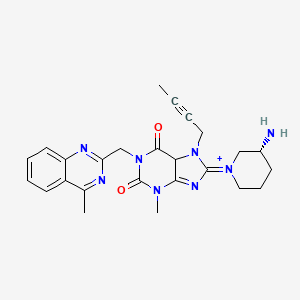 molecular formula C25H29N8O2+ B15134952 8-[(3R)-3-aminopiperidin-1-ium-1-ylidene]-7-but-2-ynyl-3-methyl-1-[(4-methylquinazolin-2-yl)methyl]-5H-purine-2,6-dione 