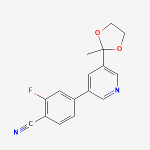 2-Fluoro-4-[5-(2-methyl-1,3-dioxolan-2-yl)pyridin-3-yl]benzonitrile