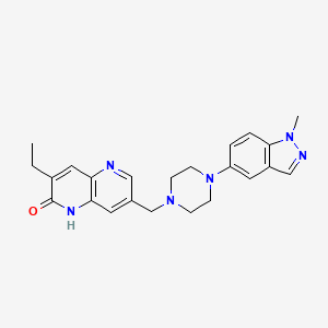 molecular formula C23H26N6O B15135023 3-ethyl-7-[[4-(1-methylindazol-5-yl)piperazin-1-yl]methyl]-1H-1,5-naphthyridin-2-one 