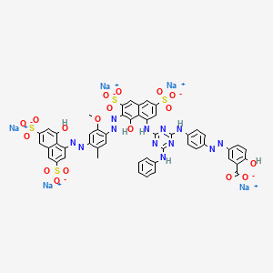 molecular formula C50H33N12Na5O18S4 B15135049 pentasodium;5-[[4-[[4-anilino-6-[[8-hydroxy-7-[[4-[(8-hydroxy-3,6-disulfonatonaphthalen-1-yl)diazenyl]-2-methoxy-5-methylphenyl]diazenyl]-3,6-disulfonatonaphthalen-1-yl]amino]-1,3,5-triazin-2-yl]amino]phenyl]diazenyl]-2-hydroxybenzoate 