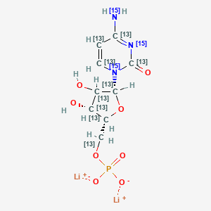 dilithium;[(2R,3R,5R)-5-(4-(15N)azanyl-2-oxo(2,4,5,6-13C4,1,3-15N2)pyrimidin-1-yl)-3,4-dihydroxy(2,3,4,5-13C4)oxolan-2-yl](113C)methyl phosphate