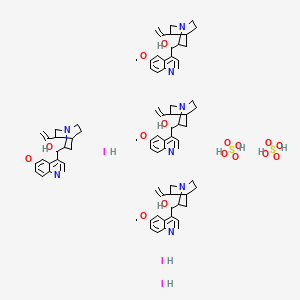 molecular formula C80H103I3N8O16S2 B1513526 Cinchonan-9-ol, 6'-methoxy-, (8alpha,9R)-, (hydrogen triiodide) sulfate (4:2:3) CAS No. 7631-46-1