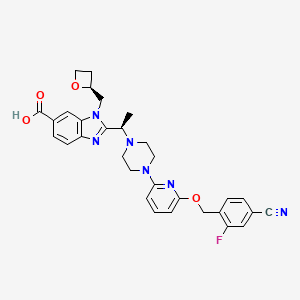 molecular formula C31H31FN6O4 B15135350 2-[(1R)-1-[4-[6-[(4-cyano-2-fluorophenyl)methoxy]pyridin-2-yl]piperazin-1-yl]ethyl]-3-[[(2S)-oxetan-2-yl]methyl]benzimidazole-5-carboxylic acid 