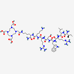 molecular formula C66H114N22O16 B15135366 2-[4-[2-[[(5S)-6-amino-5-[[(2S)-6-amino-2-[[(2S)-2-[[(2S)-2-[[(2S)-2-[[(2S)-2-[[(2S)-2-[[(2R,3R)-2-amino-3-methylpentanoyl]amino]-4-methylpentanoyl]amino]-5-(diaminomethylideneamino)pentanoyl]amino]-3-(1H-indol-3-yl)propanoyl]amino]-3-hydroxypropanoyl]amino]-5-(diaminomethylideneamino)pentanoyl]amino]hexanoyl]amino]-6-oxohexyl]amino]-2-oxoethyl]-7,10-bis(carboxymethyl)-1,4,7,10-tetrazacyclododec-1-yl]acetic acid 