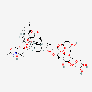 N-[(2S,3S,4S,6R)-6-[[(1S,3R,6S,7Z,9S,11Z,13S,16S,17S,18S,20S,21R,22S,23E)-17-[(2S,4R,5R,6R)-5-[(2R,4R,5S,6R)-5-[(2R,4R,5S,6R)-4,5-dihydroxy-6-methyloxan-2-yl]oxy-4-hydroxy-6-methyloxan-2-yl]oxy-4-[(2S,5R,6S)-5-hydroxy-6-methyloxan-2-yl]oxy-6-methyloxan-2-yl]oxy-3-ethyl-23-hydroxy-8,10,12,18,20,22-hexamethyl-25,27-dioxo-26-oxapentacyclo[22.2.1.01,6.013,22.016,21]heptacosa-4,7,11,14,23-pentaen-9-yl]oxy]-4-hydroxy-2,4-dimethyloxan-3-yl]acetamide