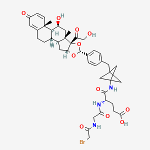 molecular formula C43H52BrN3O11 B15135433 (4S)-4-[[2-[(2-bromoacetyl)amino]acetyl]amino]-5-[[3-[[4-[(1S,2S,4R,6R,8S,9S,11S,12S,13R)-11-hydroxy-8-(2-hydroxyacetyl)-9,13-dimethyl-16-oxo-5,7-dioxapentacyclo[10.8.0.02,9.04,8.013,18]icosa-14,17-dien-6-yl]phenyl]methyl]-1-bicyclo[1.1.1]pentanyl]amino]-5-oxopentanoic acid 