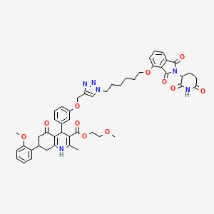 2-methoxyethyl 4-[3-[[1-[6-[2-(2,6-dioxopiperidin-3-yl)-1,3-dioxoisoindol-4-yl]oxyhexyl]triazol-4-yl]methoxy]phenyl]-7-(2-methoxyphenyl)-2-methyl-5-oxo-4,6,7,8-tetrahydro-1H-quinoline-3-carboxylate