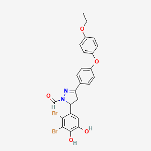 3-(2,3-Dibromo-4,5-dihydroxyphenyl)-5-[4-(4-ethoxyphenoxy)phenyl]-3,4-dihydropyrazole-2-carbaldehyde