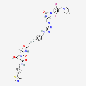 (2S,4R)-1-[(2S)-2-[5-[4-[[[6-[4-[4-[(4,4-dimethylpiperidin-1-yl)methyl]-2,5-difluorophenyl]-2-oxo-1,4,9-triazaspiro[5.5]undecan-9-yl]pyrimidin-4-yl]amino]methyl]phenyl]pent-4-ynoylamino]-3,3-dimethylbutanoyl]-4-hydroxy-N-[(1S)-1-[4-(4-methyl-1,3-thiazol-5-yl)phenyl]ethyl]pyrrolidine-2-carboxamide