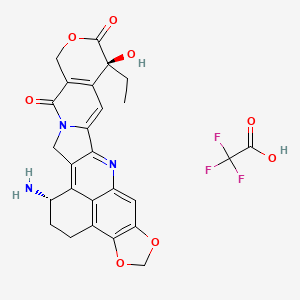 (10S,26S)-26-amino-10-ethyl-10-hydroxy-8,19,21-trioxa-4,15-diazaheptacyclo[14.10.1.02,14.04,13.06,11.018,22.023,27]heptacosa-1,6(11),12,14,16,18(22),23(27)-heptaene-5,9-dione;2,2,2-trifluoroacetic acid