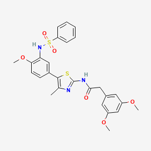 N-[5-[3-(benzenesulfonamido)-4-methoxyphenyl]-4-methyl-1,3-thiazol-2-yl]-2-(3,5-dimethoxyphenyl)acetamide