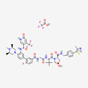 N-[5-[2-fluoro-5-[[2-[[(2S)-1-[(2S,4R)-4-hydroxy-2-[[4-(4-methyl-1,3-thiazol-5-yl)phenyl]methylcarbamoyl]pyrrolidin-1-yl]-3,3-dimethyl-1-oxobutan-2-yl]amino]-2-oxoethyl]carbamoyl]phenyl]-2-[(3R,5S)-3,4,5-trimethylpiperazin-1-yl]phenyl]-6-oxo-4-(trifluoromethyl)-1H-pyridine-3-carboxamide;2,2,2-trifluoroacetic acid